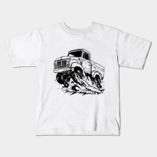 Vintage Black and White Pickup Truck Kids T-Shirt